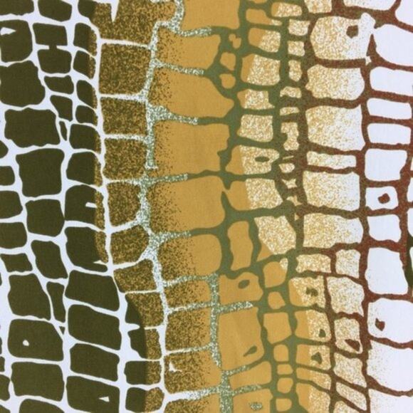 Secretary Chic Top Shirt Shell Animal Print Olive Mustard brown White Plus 3X - Picture 4 of 13